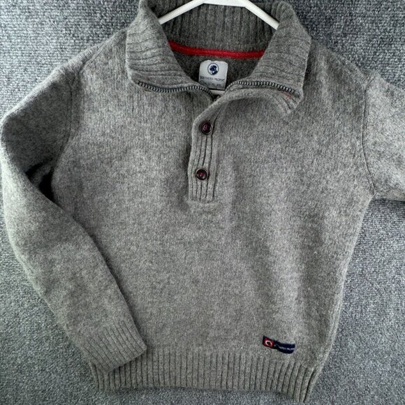Southern Proper Sweater Small Gray Wool Blend 1/4 Zip Button Pullover Knit Warm - Picture 1 of 13